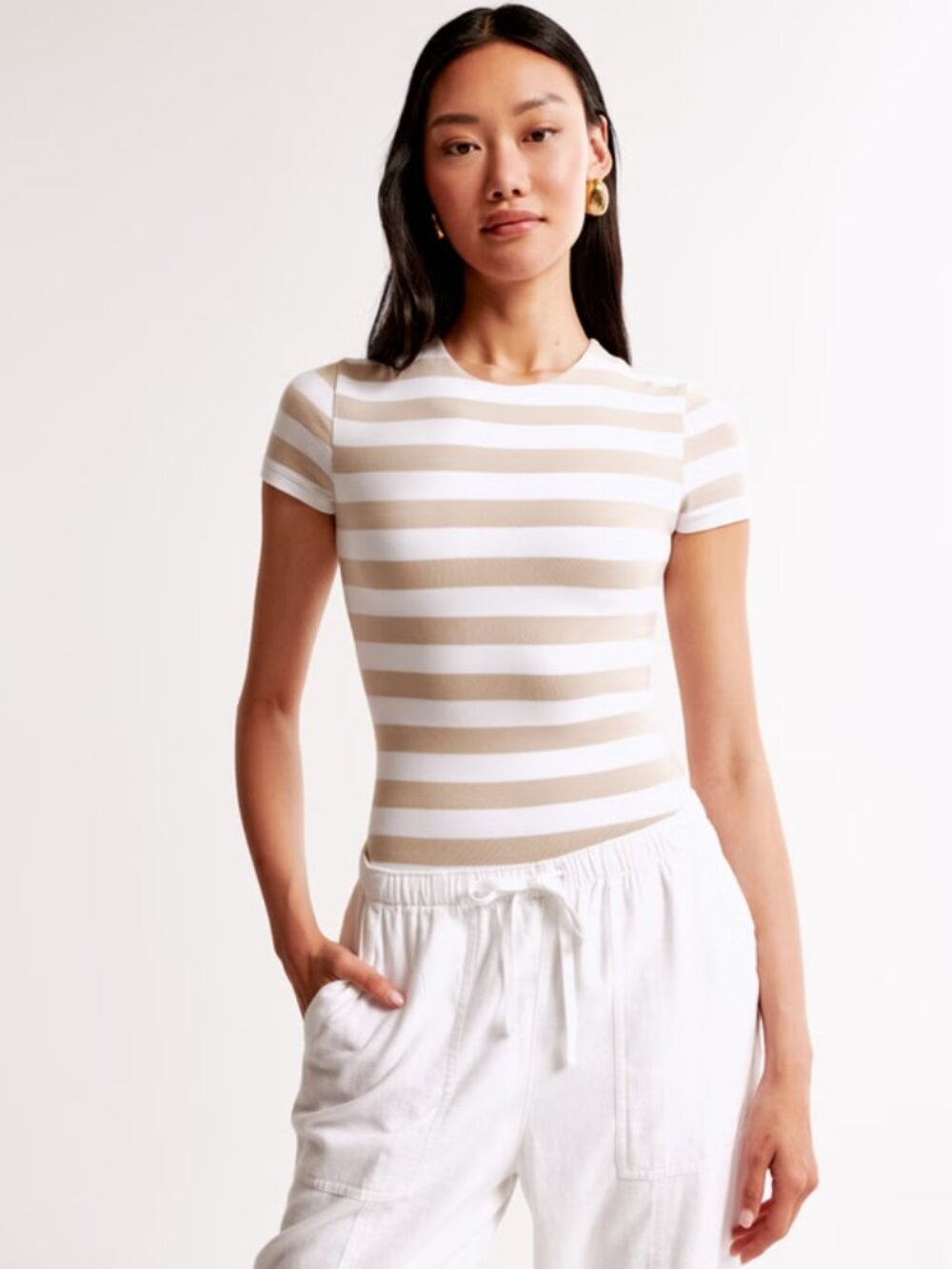 NWT A & F Cotton-Blend Seamless Fabric Tee Bodysuit